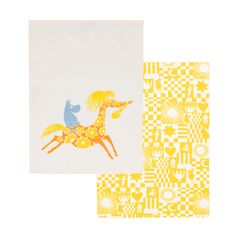 Moomin Arabia Party Moomin kitchen towel 50x70 cm 2 pieces Yellow