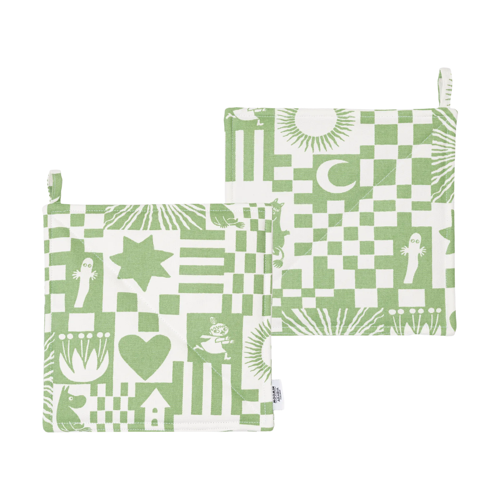 Party Moomin pot holder 22x22 cm 2-pack, Green Moomin Arabia
