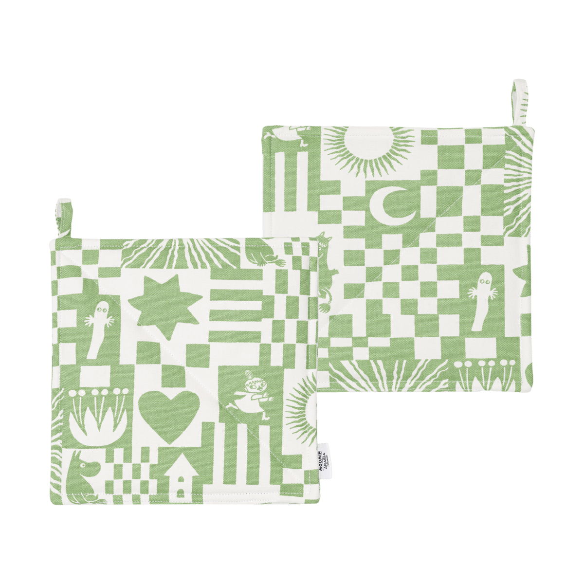 Moomin Arabia Party Moomin pot holder 22x22 cm 2-pack Green