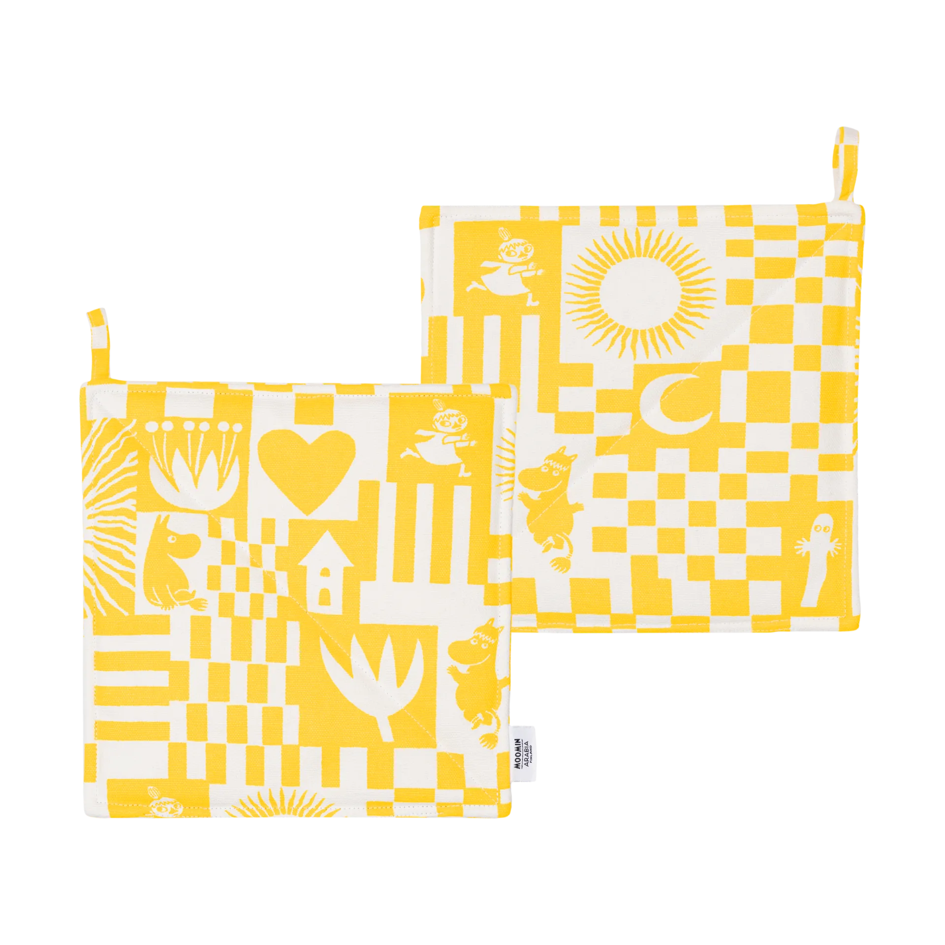 Party Moomin pot holder 22x22 cm 2-pack, Yellow Moomin Arabia