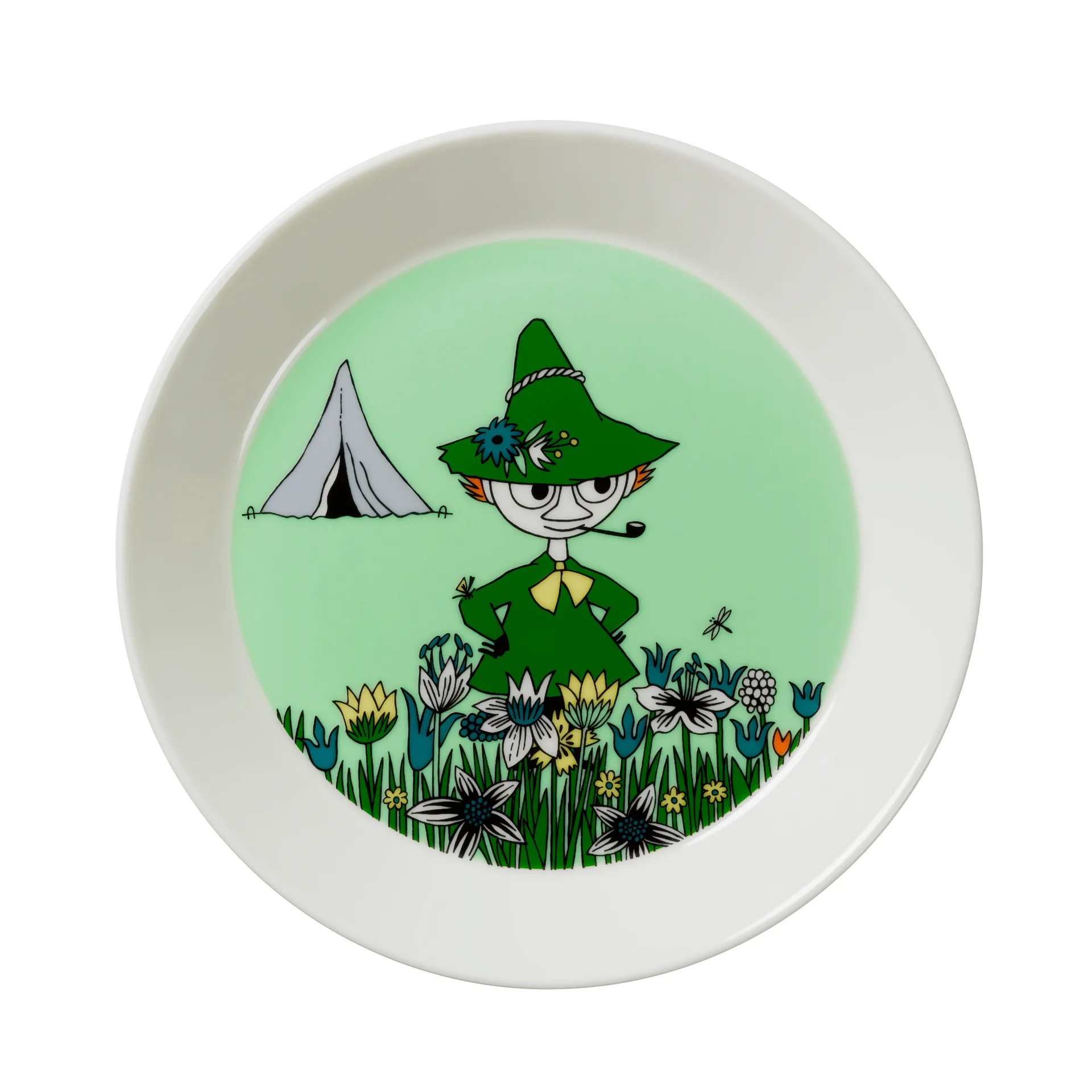 Snufkin plate, green arabia moomin,moomin arabia