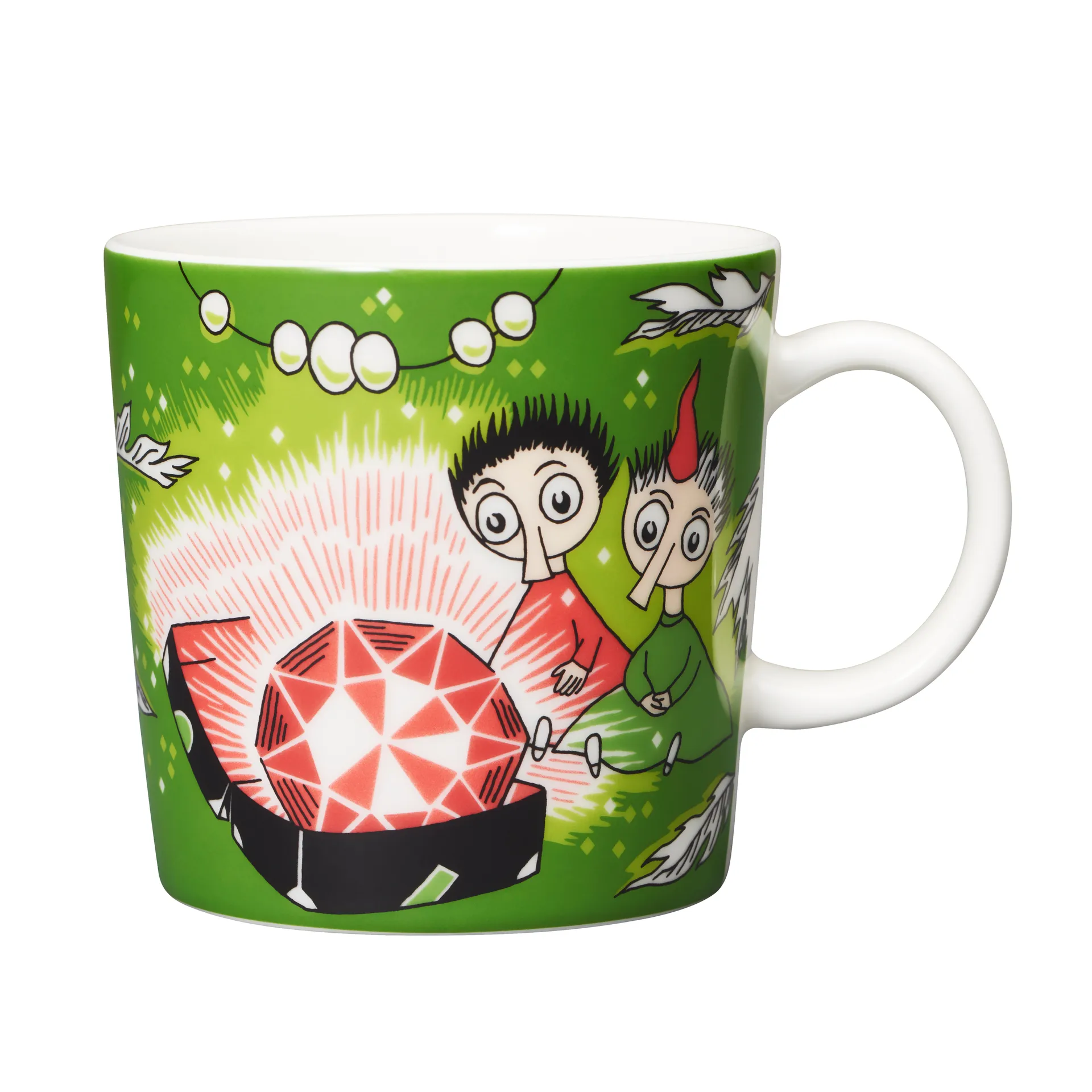 Thingumy & Bob King's Ruby Moomin mug, green arabia moomin,moomin arabia