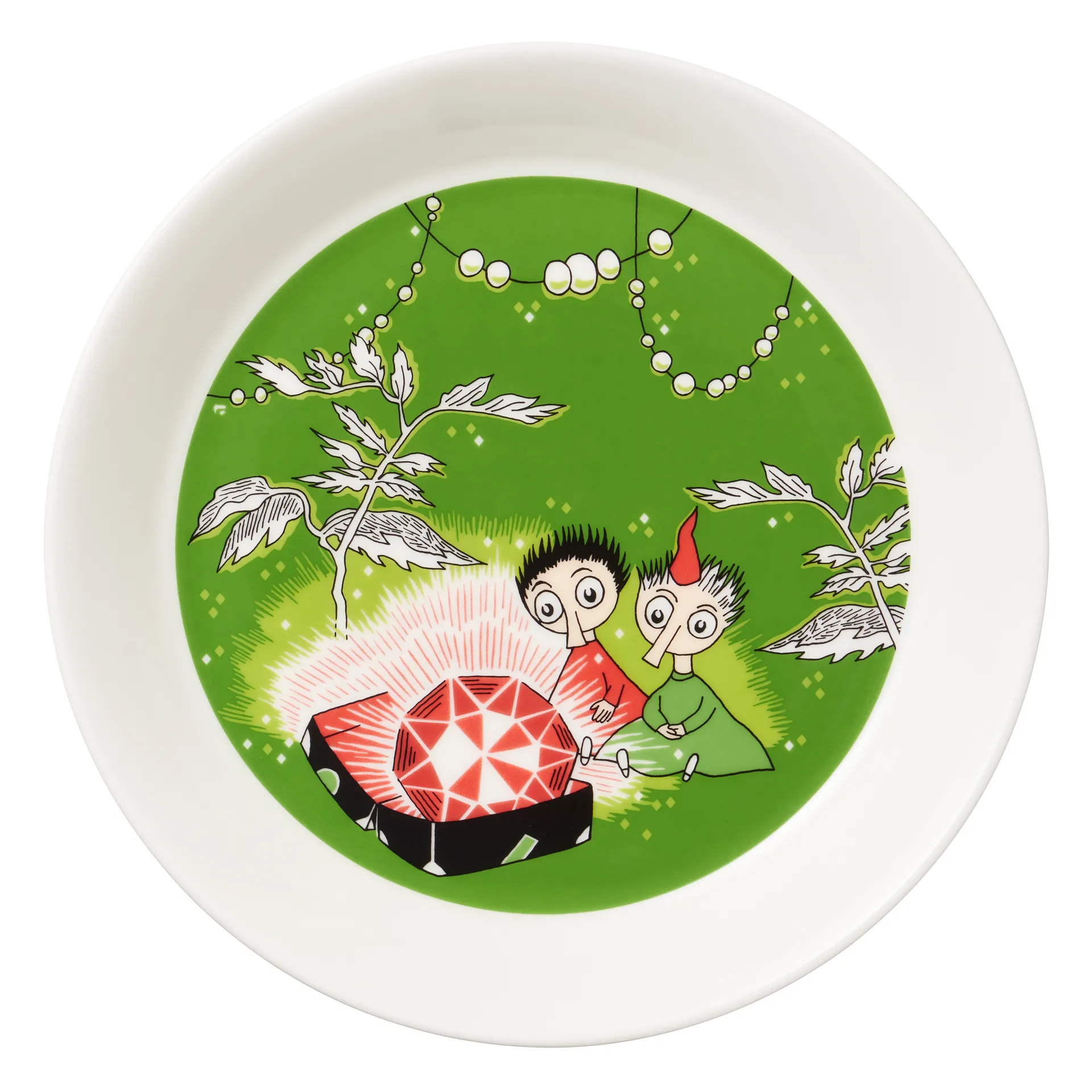 Thingumy & Bob King's Ruby Moomin plate, green arabia moomin,moomin arabia