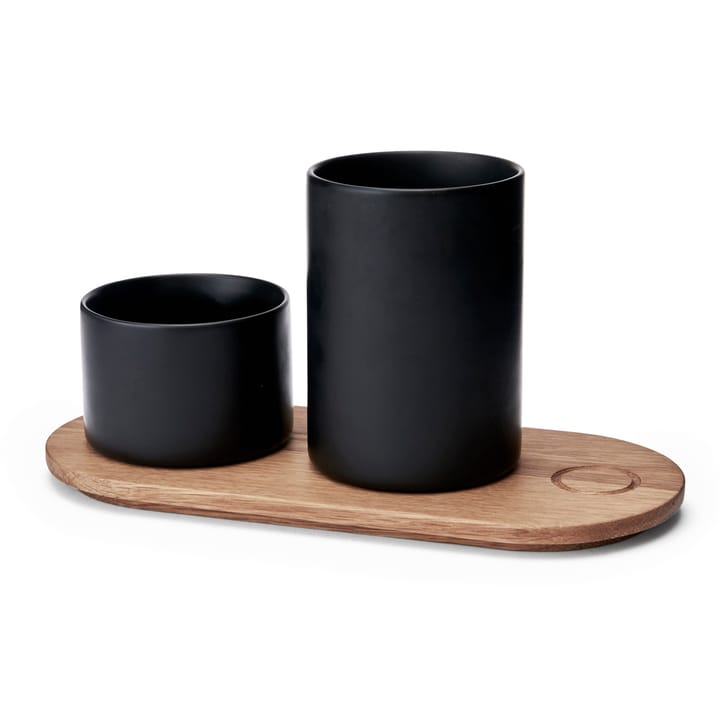 Morsø Kit wooden tray with 2 pots - Black - Morsø