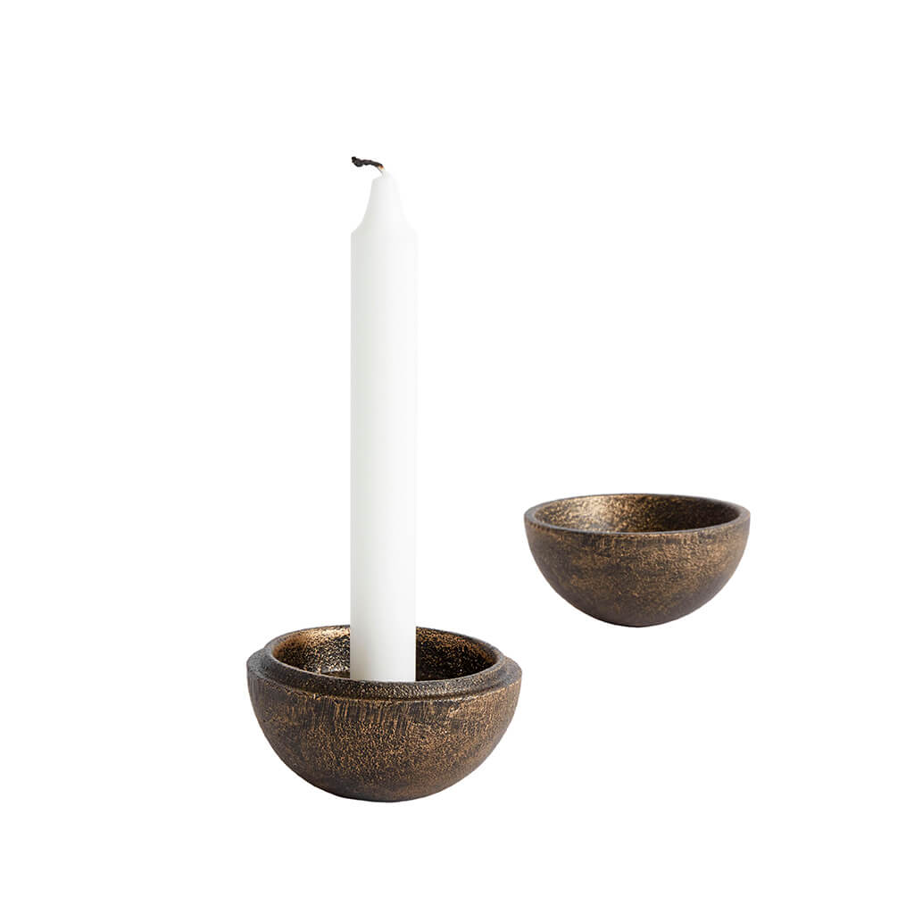 MUUBS Aion candle holder Sphere o9 cm Gold | Scandinavian Design | Candle holders | Brown