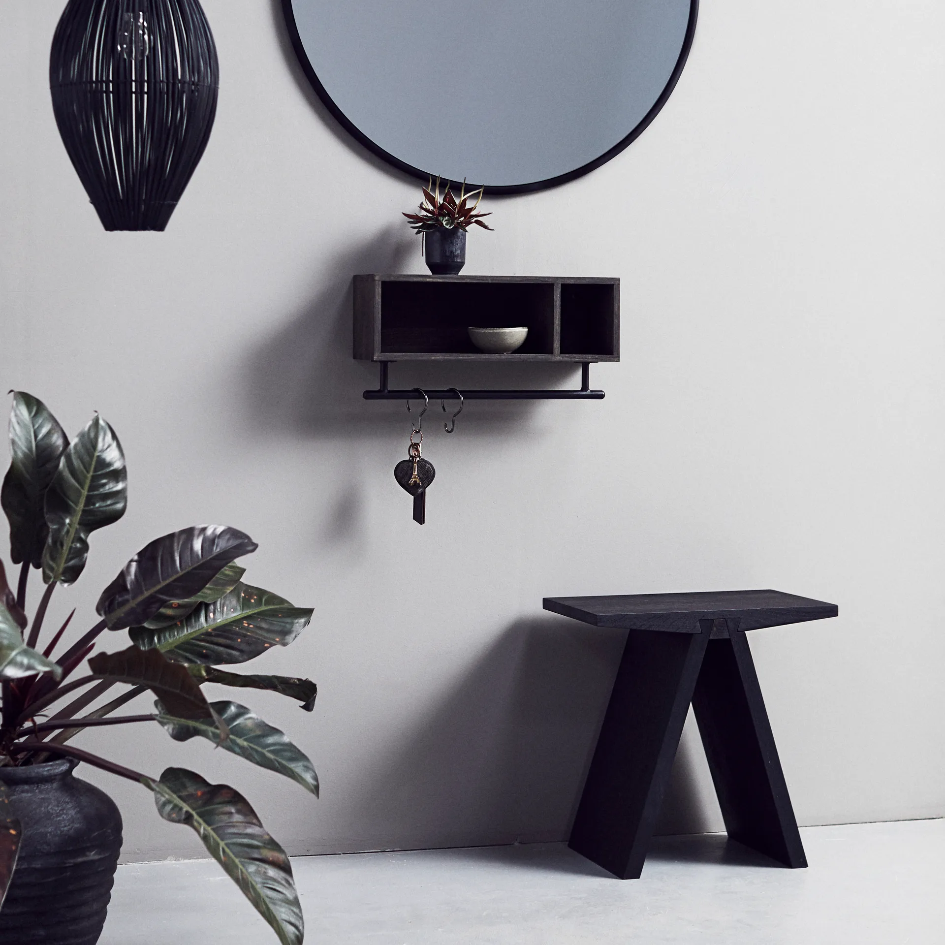 Angle stool 45 cm, dark-stained oak MUUBS