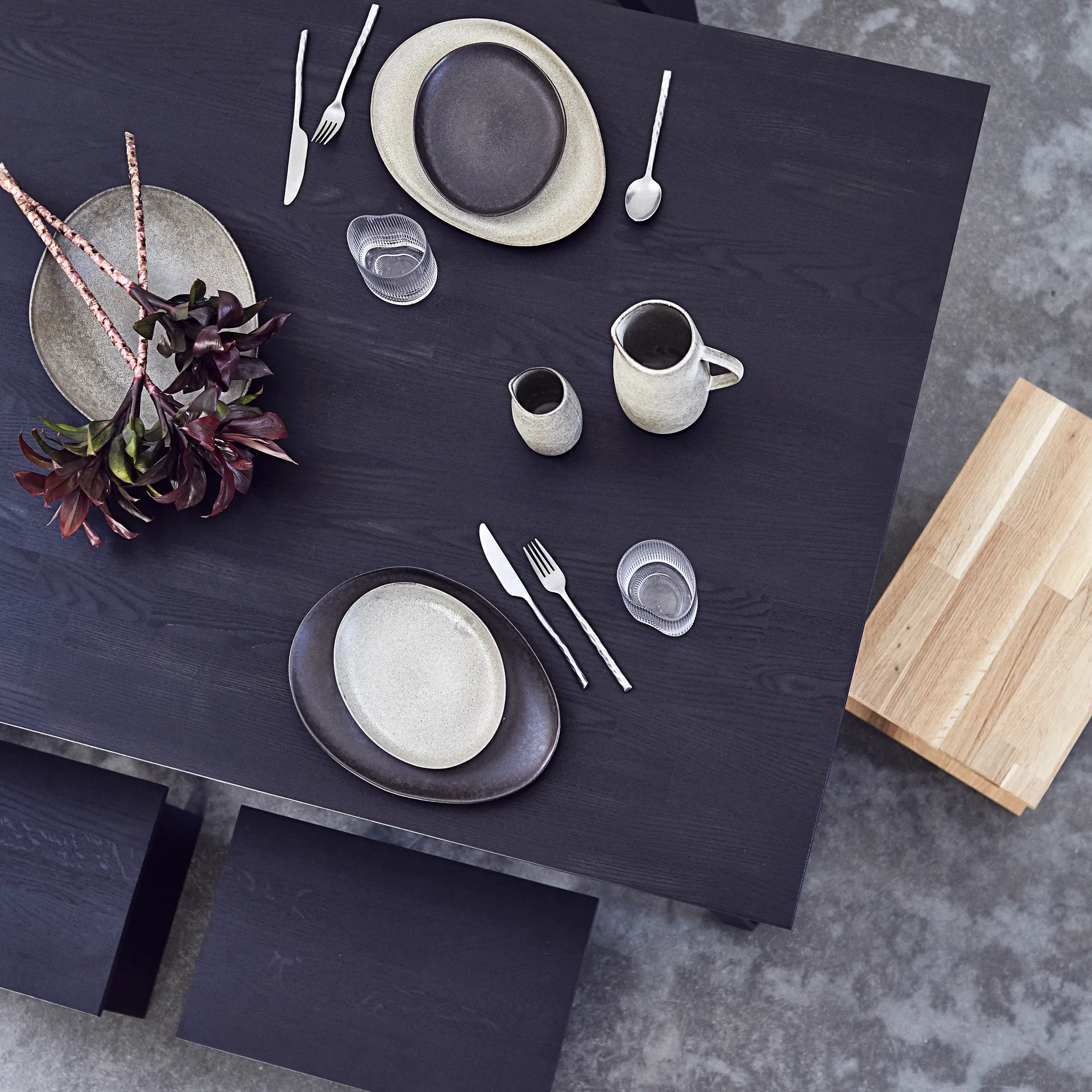 Angle stool 45 cm, dark-stained oak MUUBS