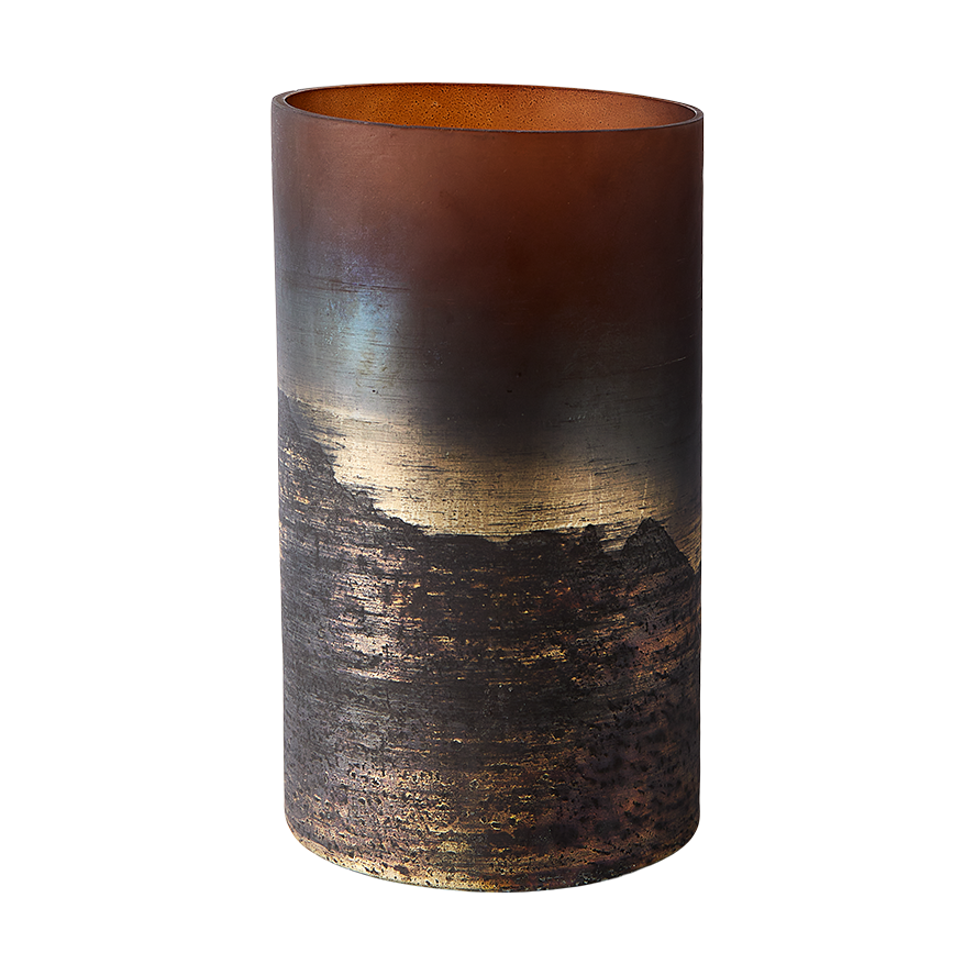 MUUBS Lana vase o14x25 cm Brown-gold | Scandinavian Design | Vases | Brown