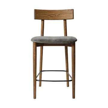Tetra bar stool - Granite-colored fabric–dark oiled oak - MUUBS