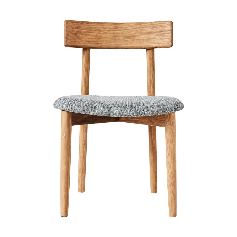MUUBS Tetra chair with padded seat Concrete coloured fabric-natural oiled oak