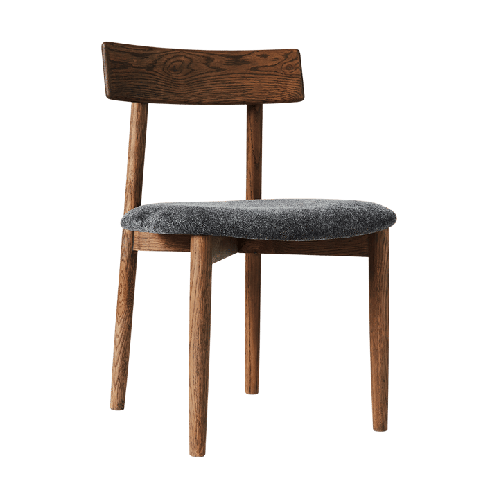 Tetra chair with padded seat - Granite coloured fabric-dark oiled oak - MUUBS