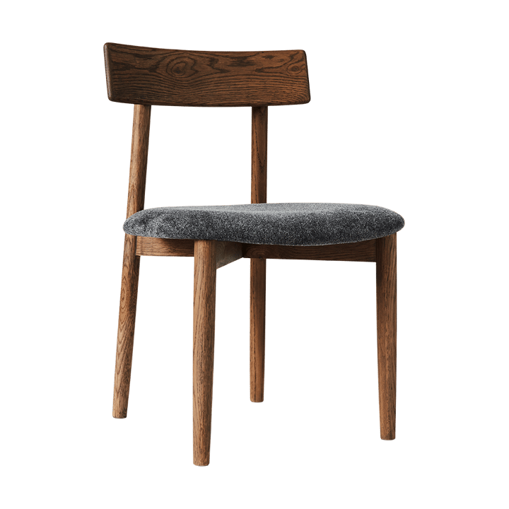 Tetra chair with padded seat - Granite coloured fabric-dark oiled oak - MUUBS