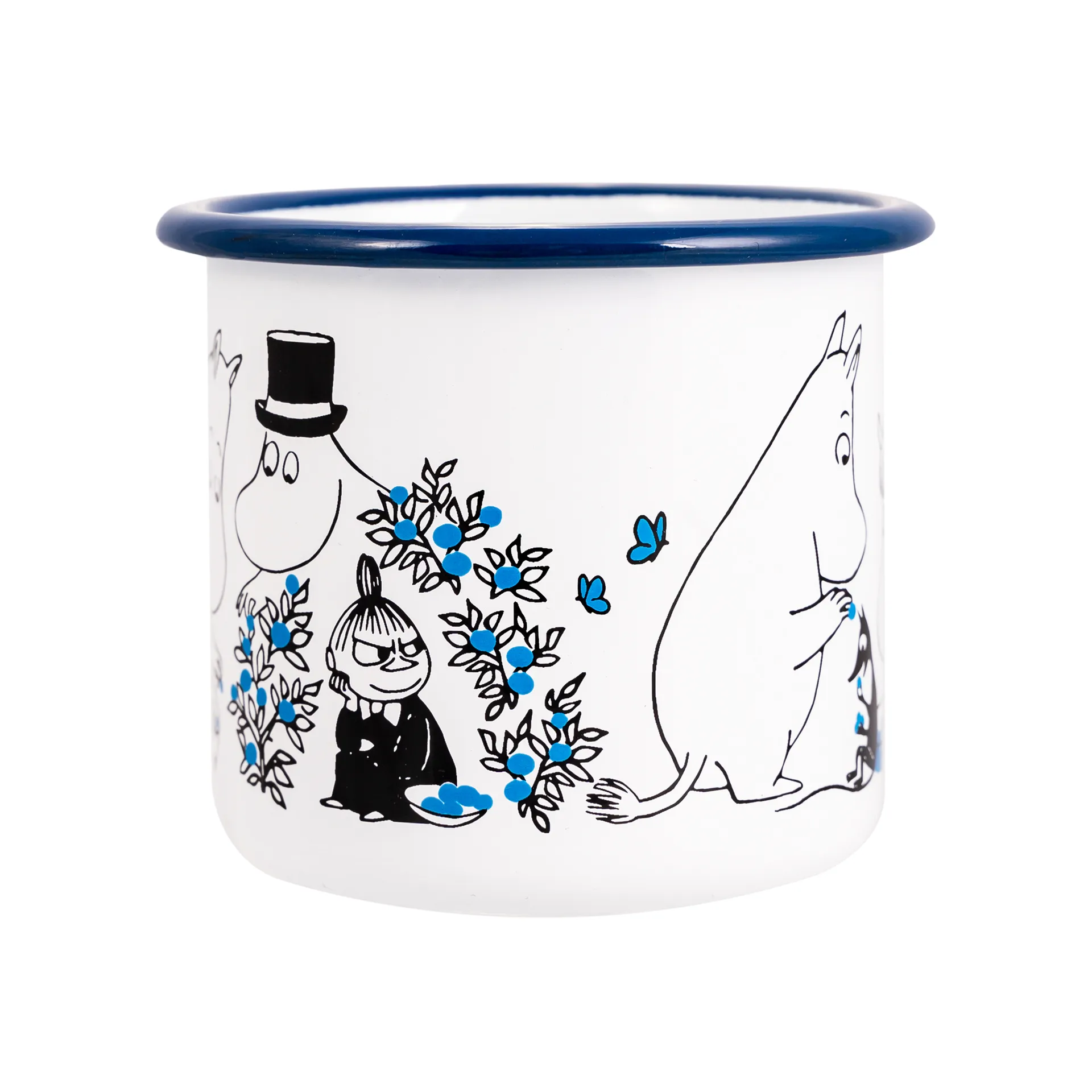 Blueberries enamel mug 37 cl, White Muurla