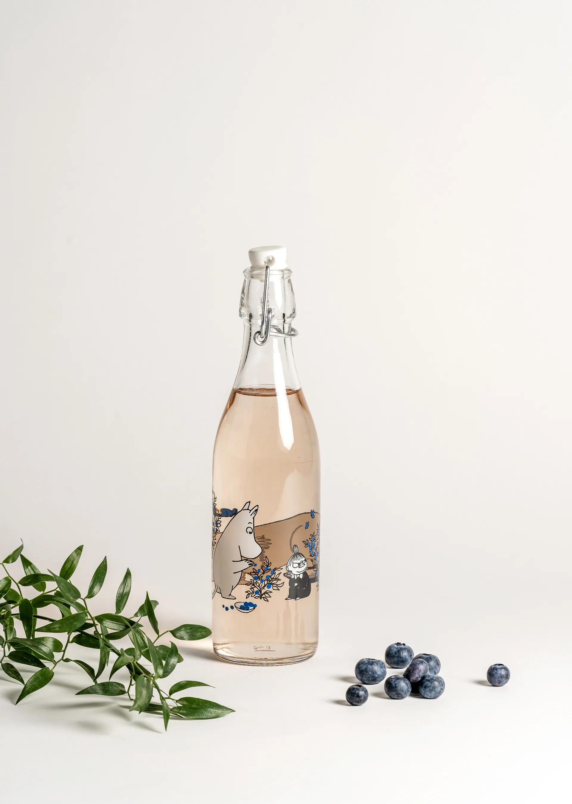 Blueberries glass bottle 0.5 L, Transparent Muurla