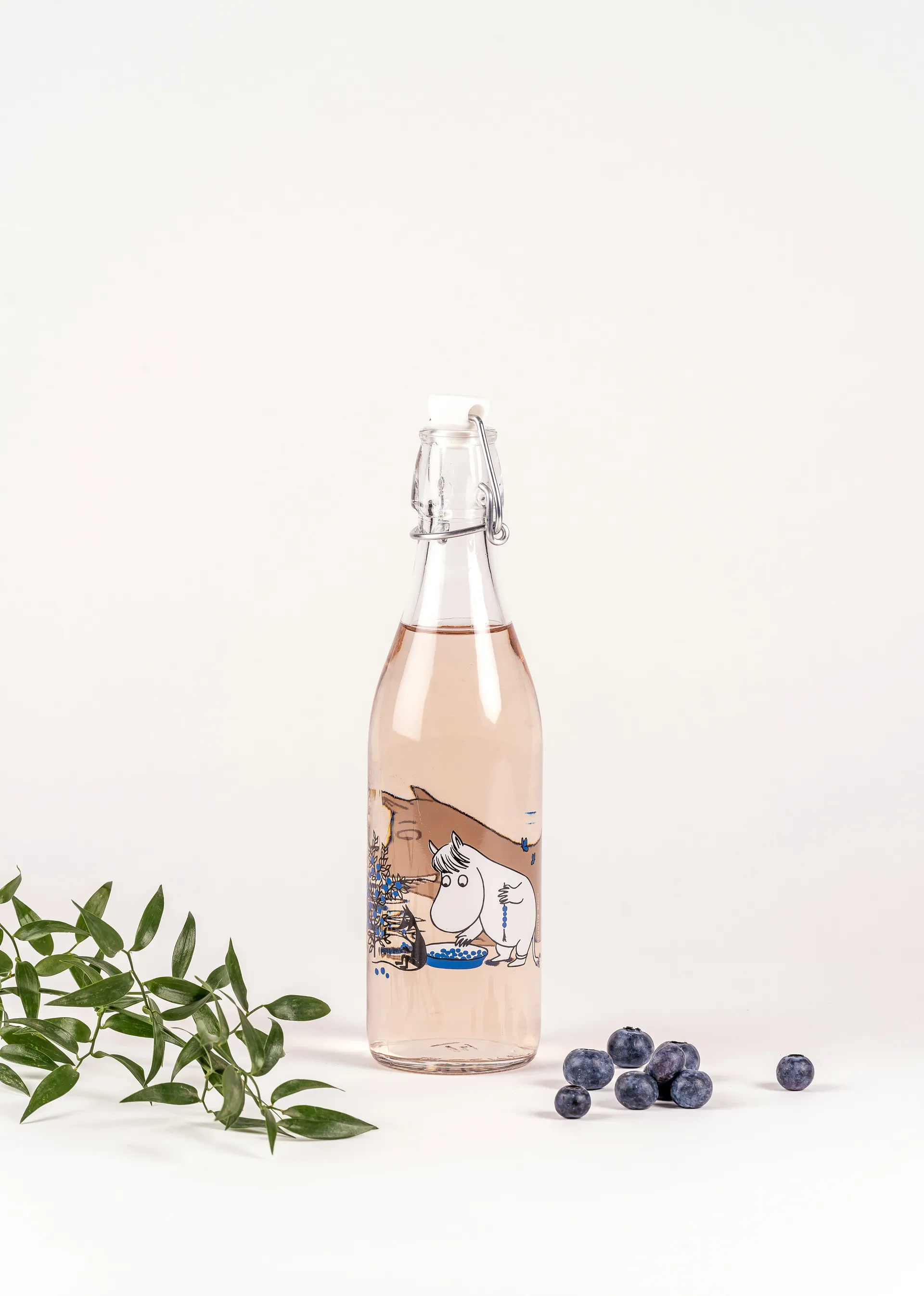 Blueberries glass bottle 0.5 L, Transparent Muurla