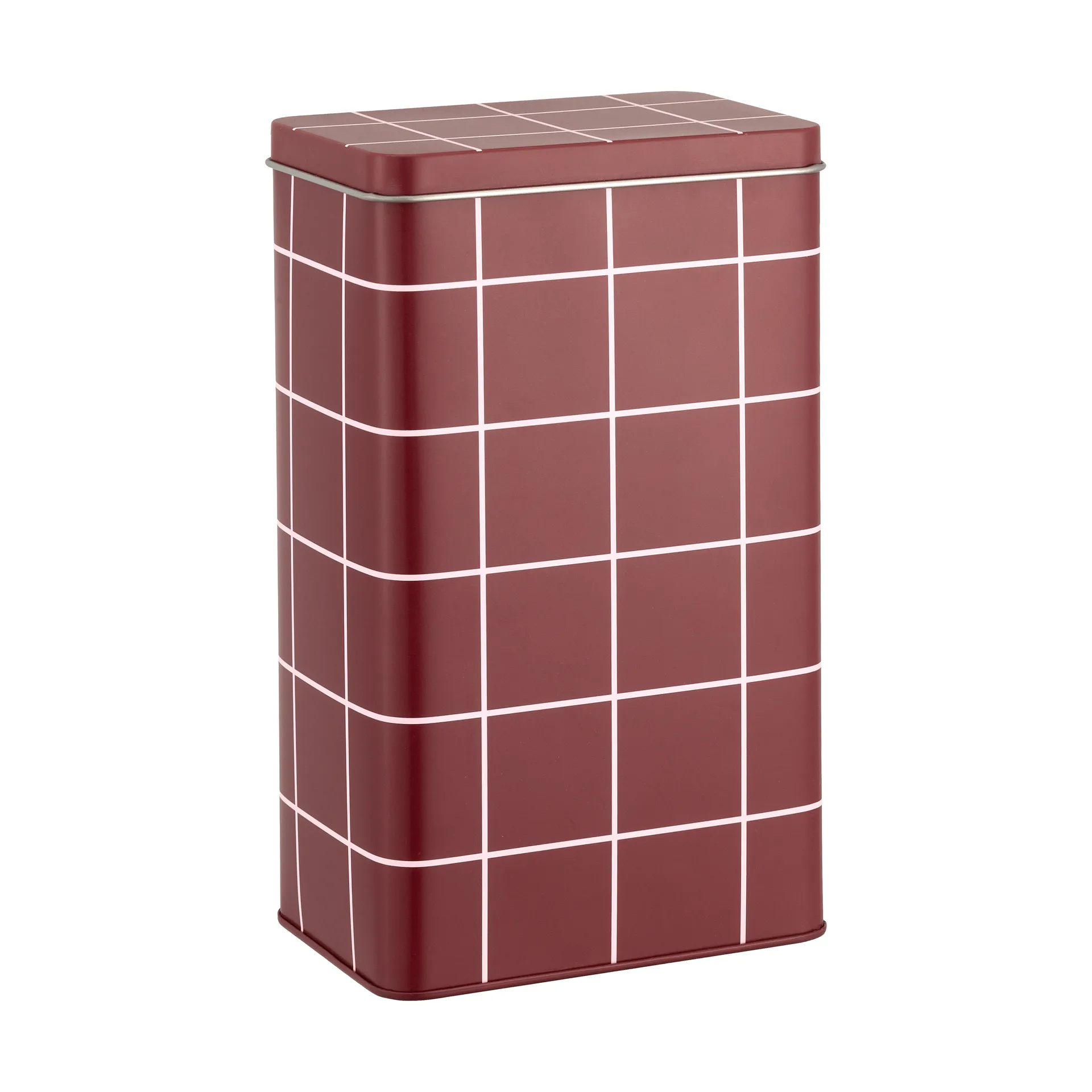 Checks & Stripes tin jar 12x8x20 cm, Brown-pink Muurla