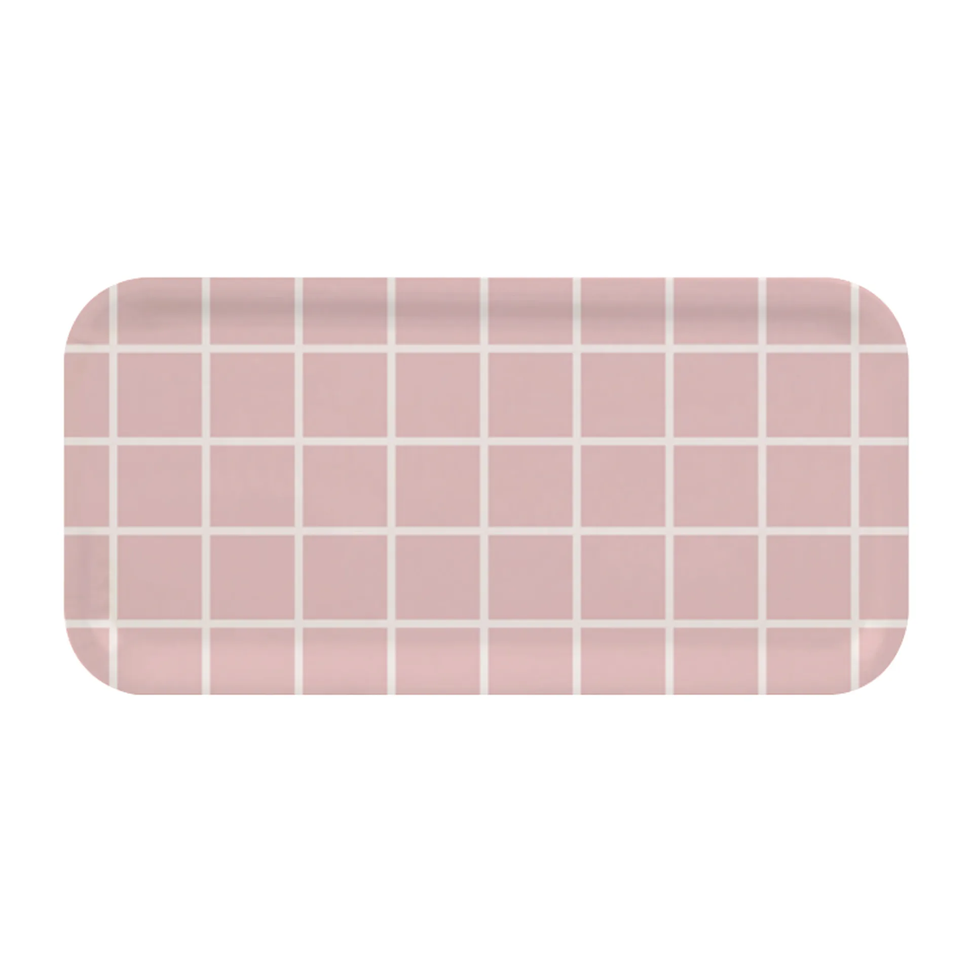 Checks & Stripes tray 13x27 cm, Pink-white Muurla
