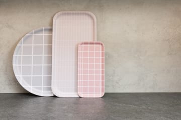 Checks & Stripes tray 13x27 cm - Pink-white - Muurla