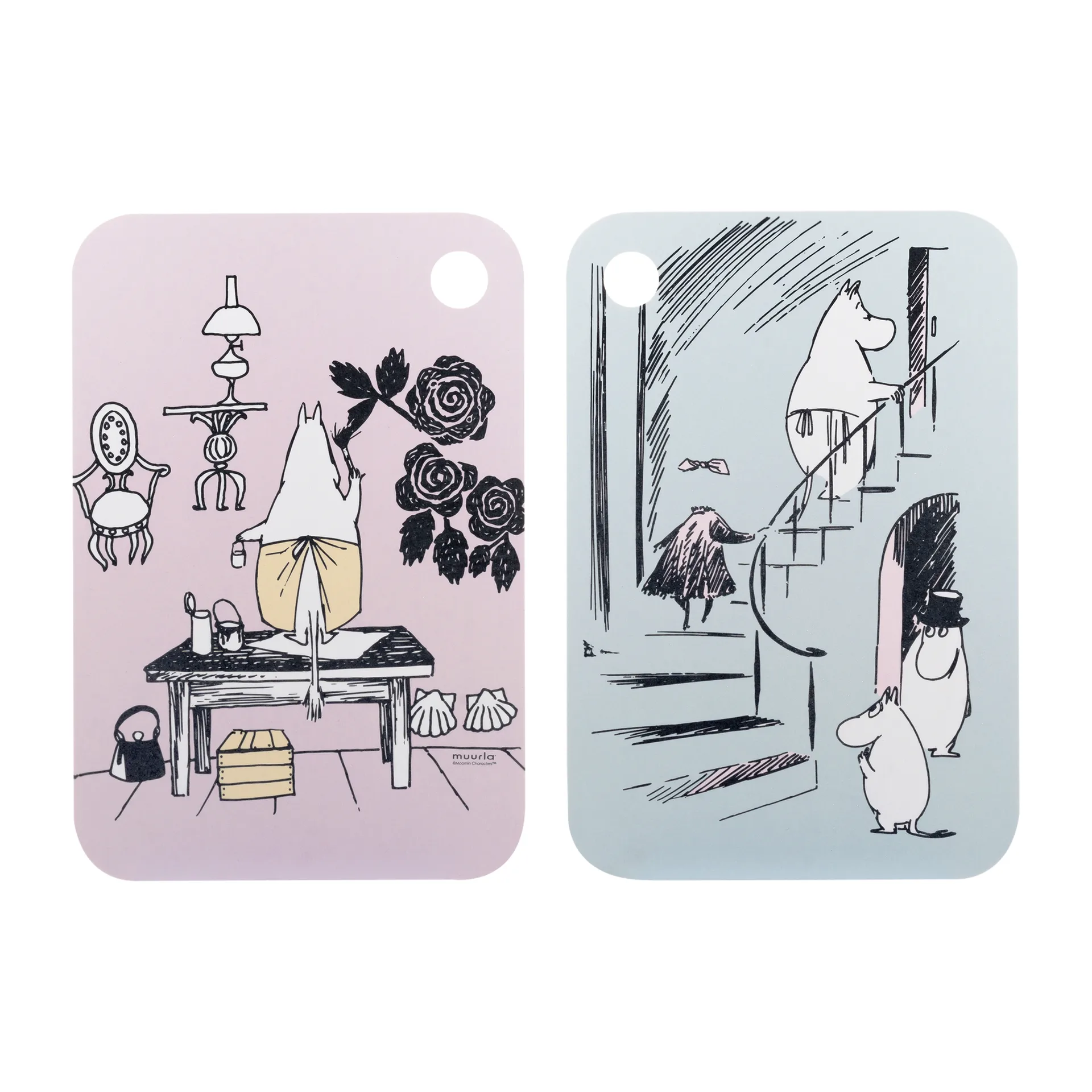 Chop & Serve Mamma tray 21x31 cm, Pink-blue Muurla