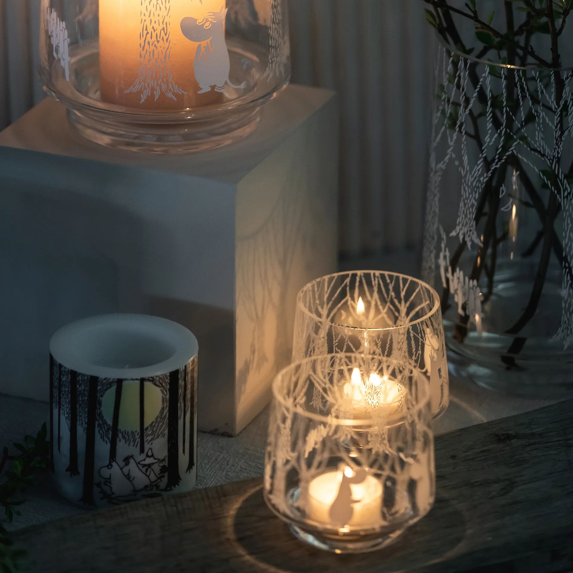 In the Woods tealight holder/bowl 8 cm, clear-white Muurla