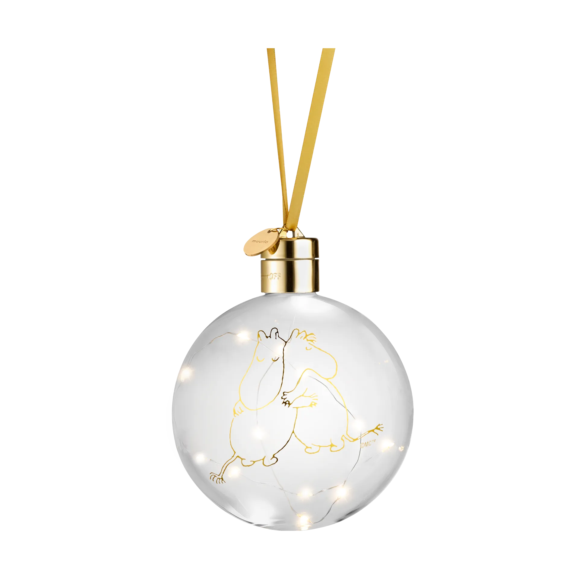 Moomin 80 Christmas bauble with LED light Ø11 cm, Clear Muurla
