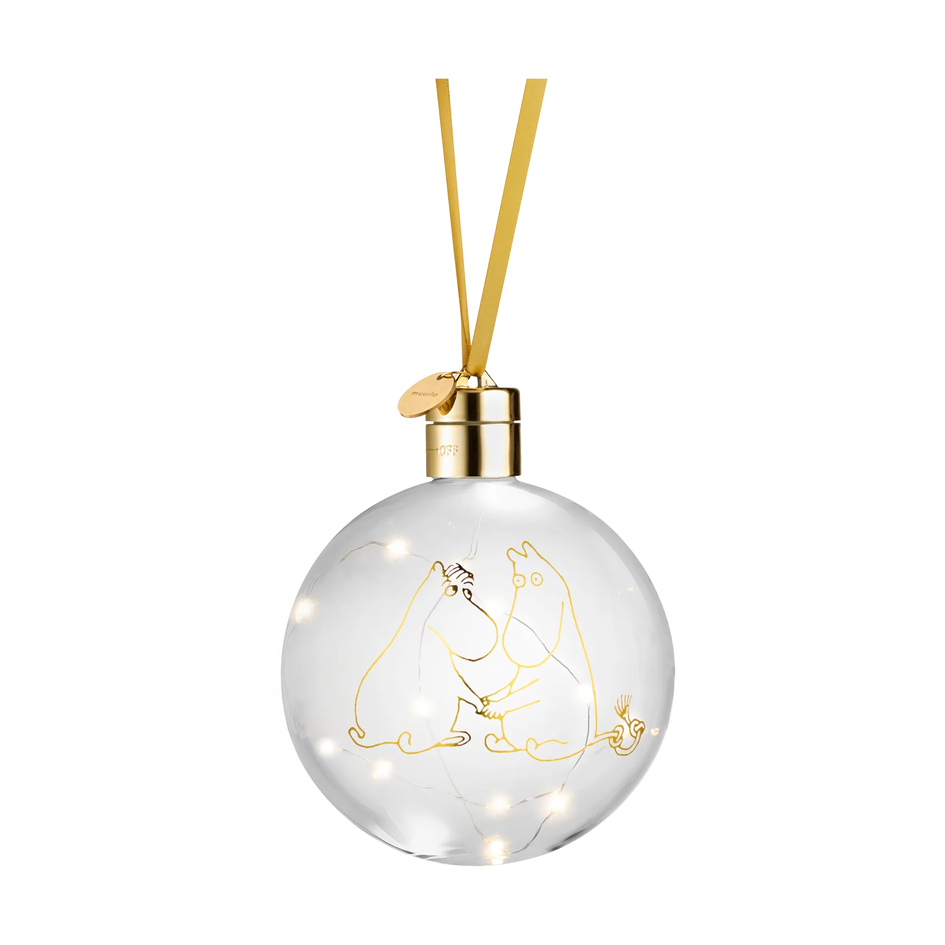Moomin 80 Christmas bauble with LED light Ø11 cm, Clear Muurla