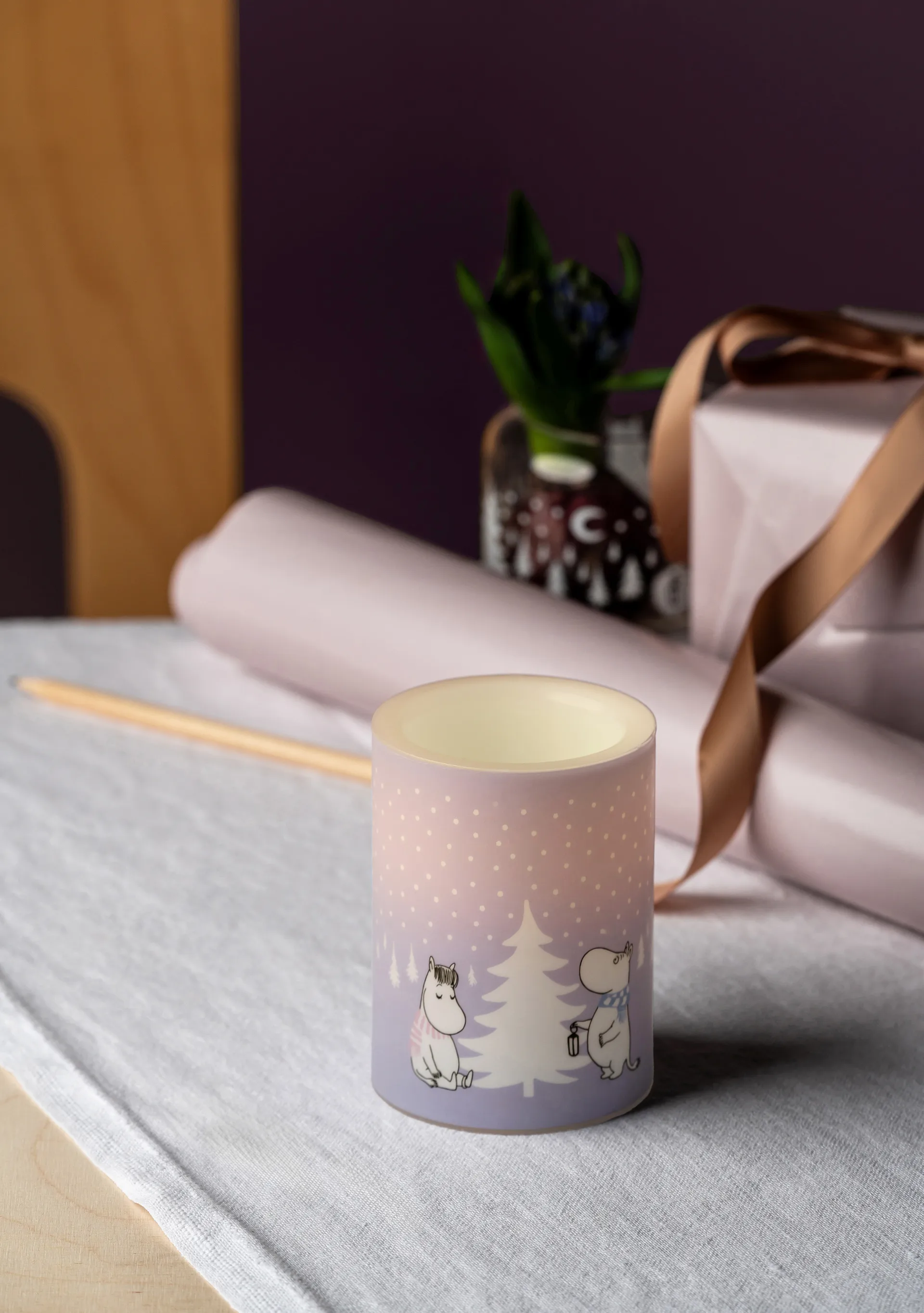 Moomin block candle LED 10 cm, Snowfall Muurla