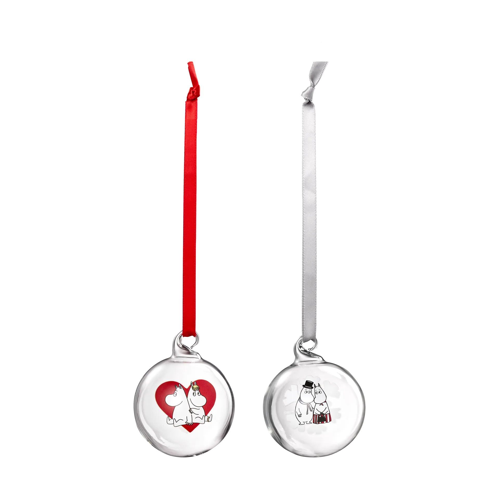 Moomin Christmas bauble Ø5 cm 2 pieces, Heart-snowflake Muurla