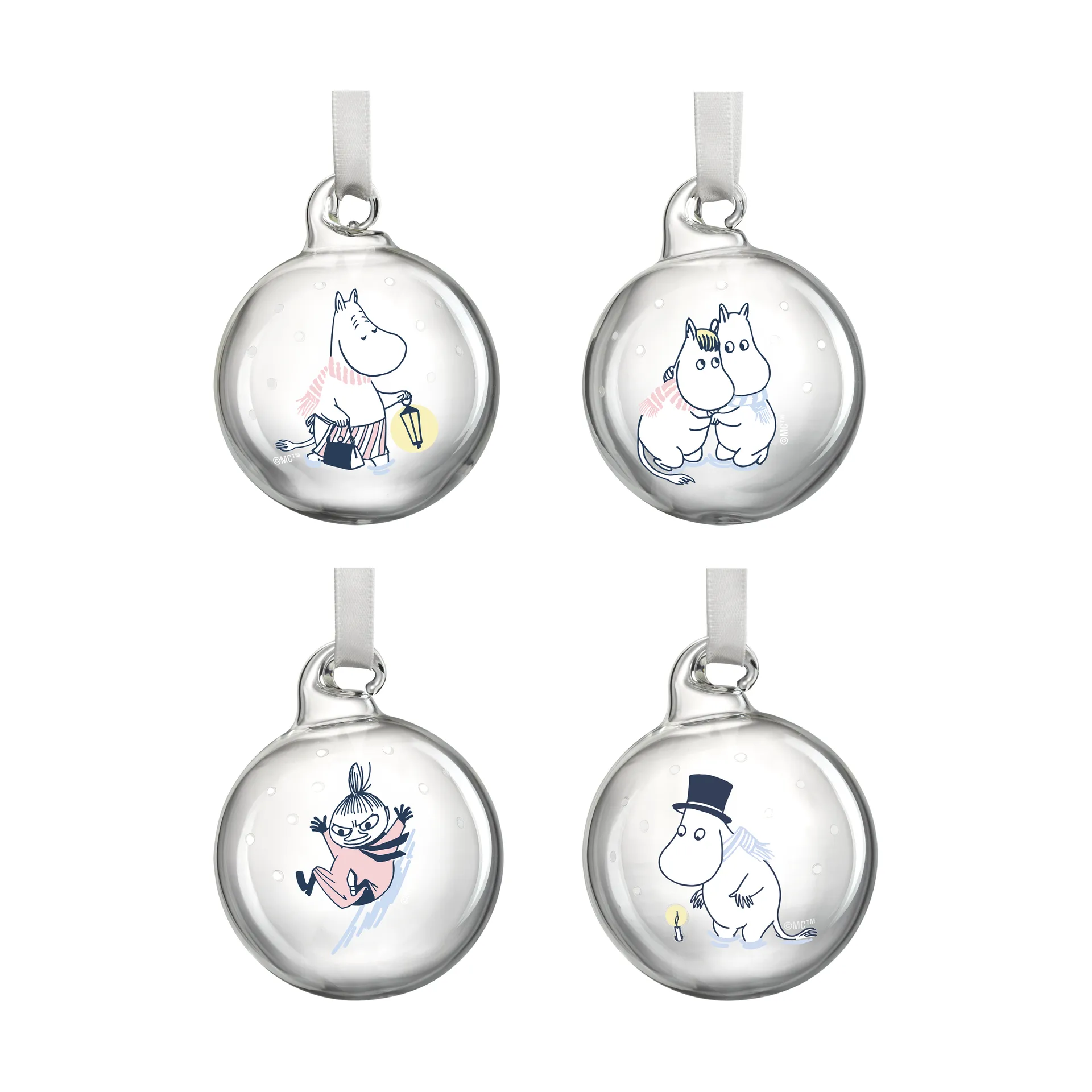 Moomin Christmas Bauble Ø5 cm 4-pack, Let it snow Muurla