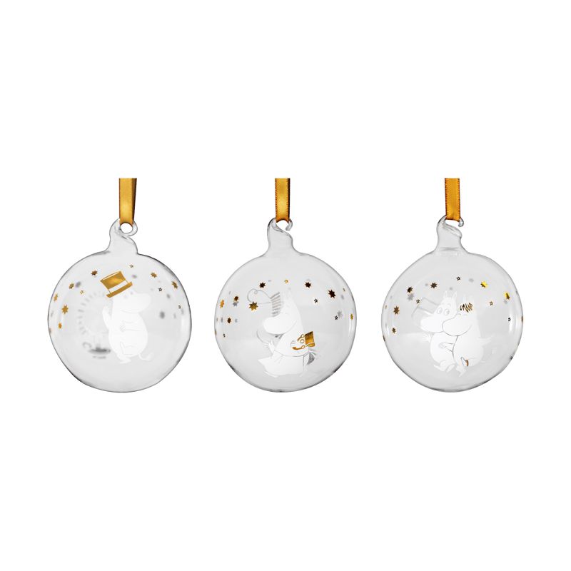 Muurla Moomin Christmas bauble Ø7 cm 3 parts Sparkling stars
