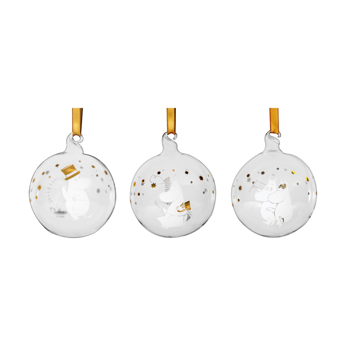 Muurla Moomin Christmas bauble Ø7 cm 3 parts Sparkling stars