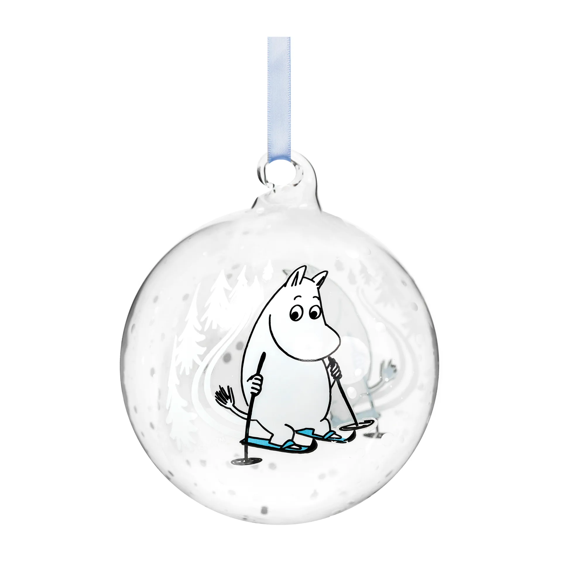 Moomin Christmas bauble Ø9 cm, Ski trip Muurla