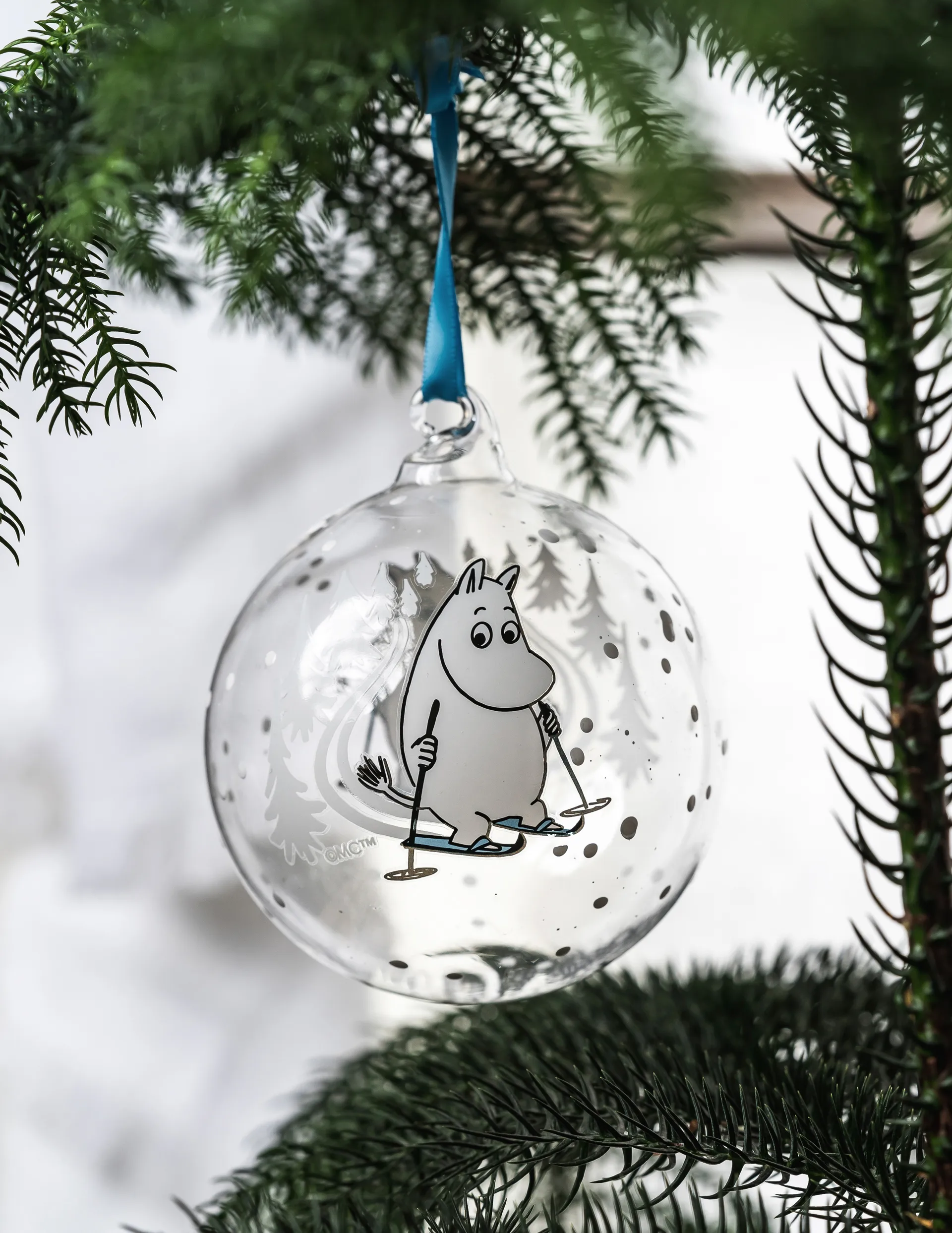 Moomin Christmas bauble Ø9 cm, Ski trip Muurla