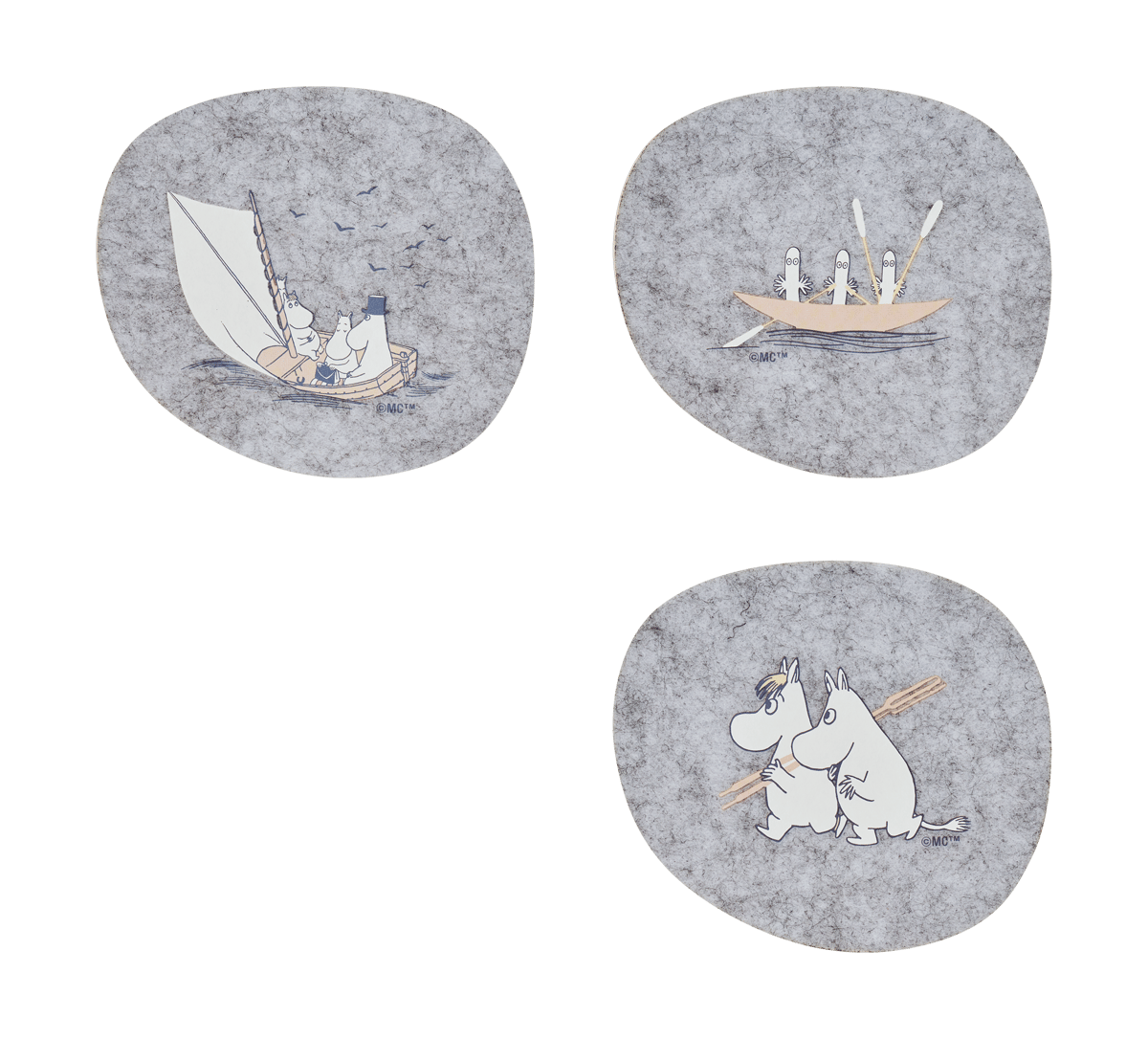 Muurla Moomin coaster 9.5x11 cm 4 pieces Sailors | Scandinavian Design | Coasters | Grey