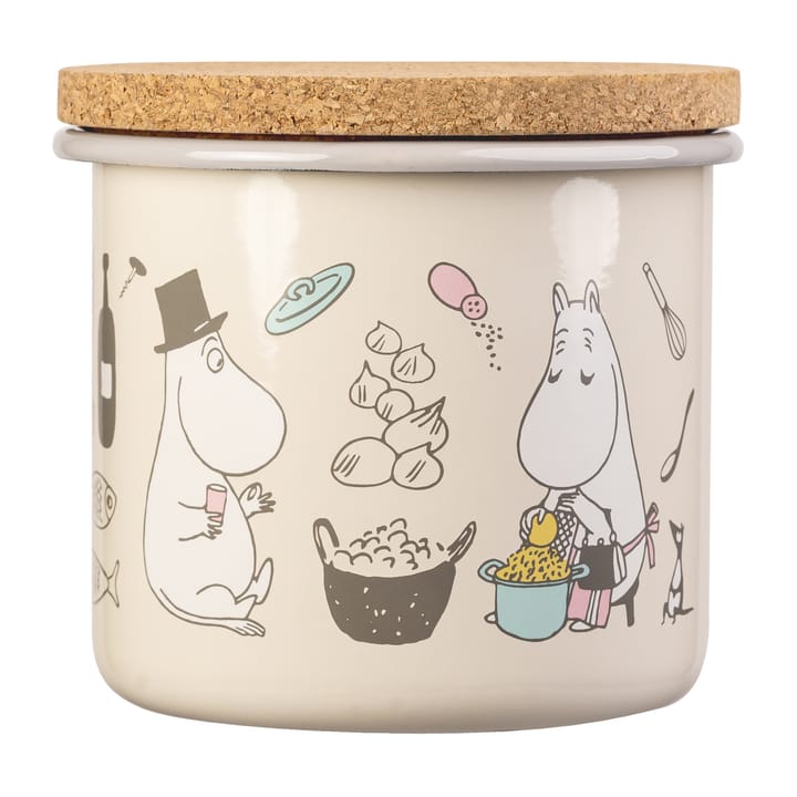 Moomin enamel jar with cork lid 1.3 l - Bon Appétit - Muurla