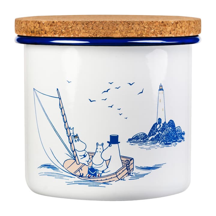 Moomin enamel jar with cork lid 1.3 l - Sailors - Muurla