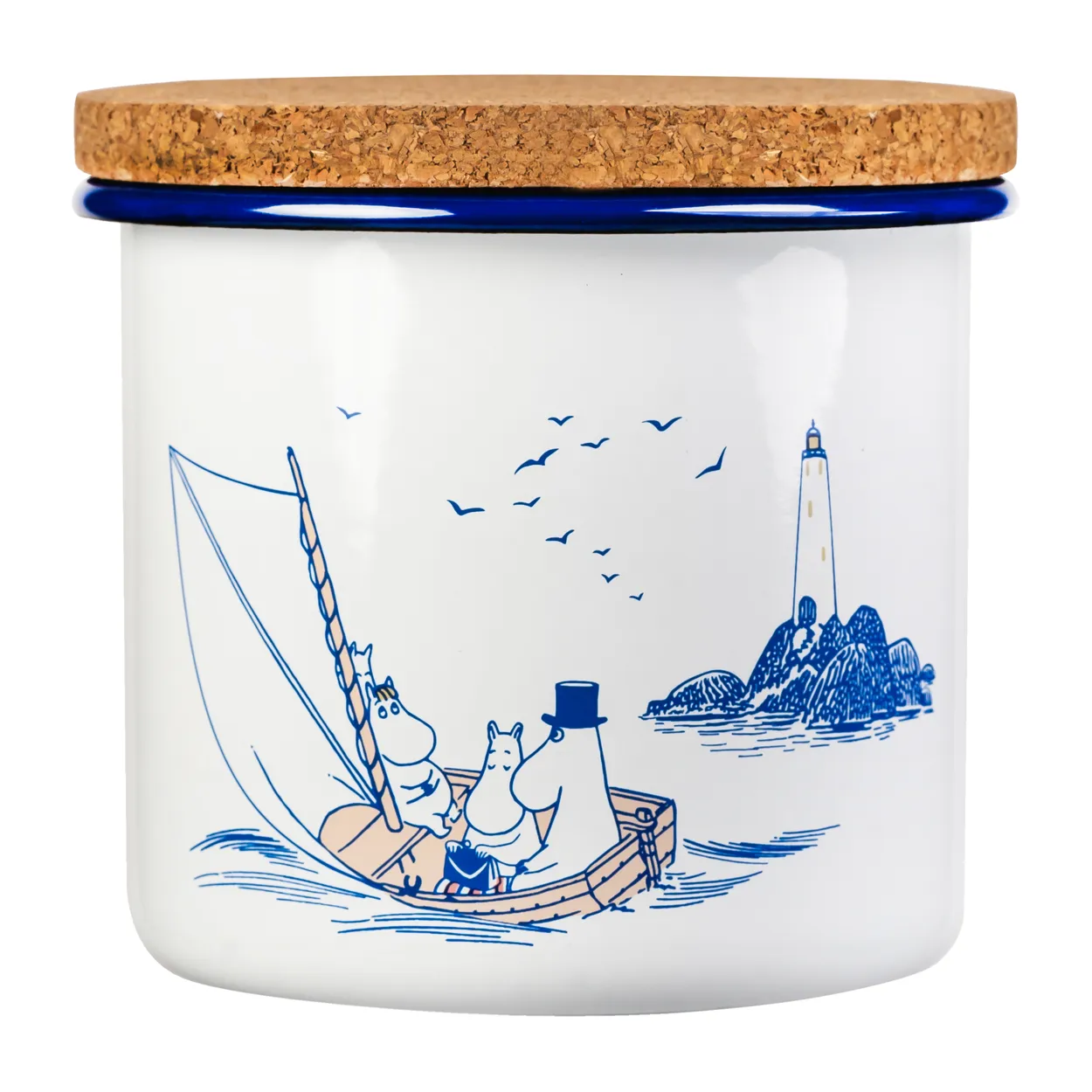Muurla Moomin enamel jar with cork lid 1.3 l Sailors