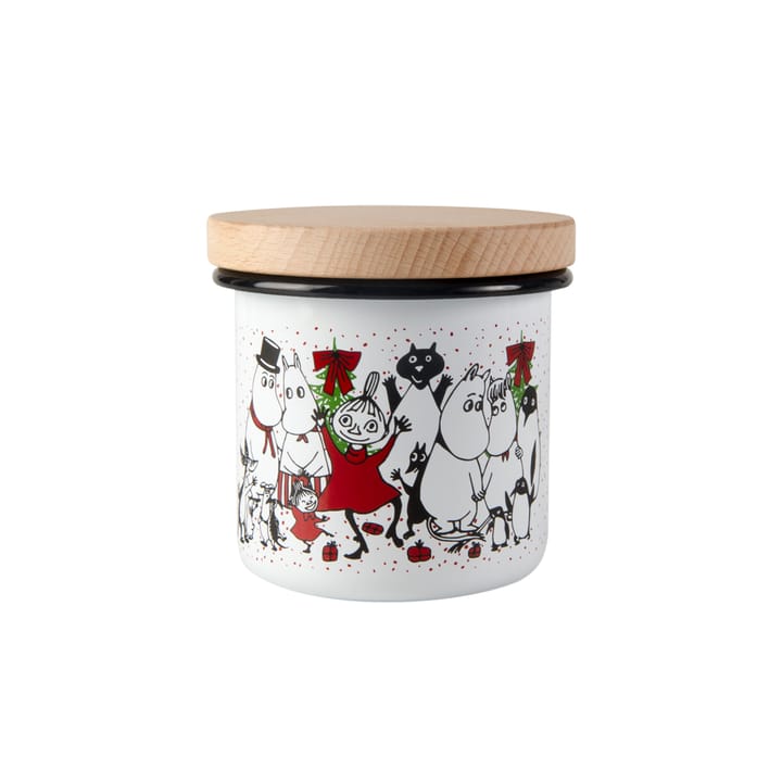 Moomin enamel jar with wooden lid - Winter magic - Muurla