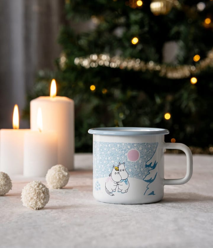 Moomin enamel mug 37 cl, Let it snow Muurla