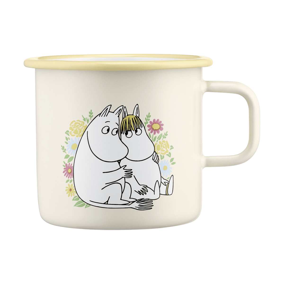 Muurla Moomin enamel mug 550 ml Flowers | Scandinavian Design | Coffee cups | White