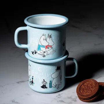 Moomin enamel mug Day on Ice 25 cl - Blue - Muurla