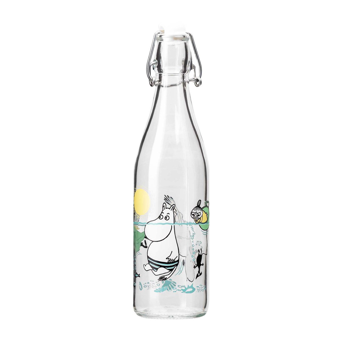 Muurla Moomin glass bottle 0.5 l Fun in the water | Scandinavian Design | Water bottles | Transparent