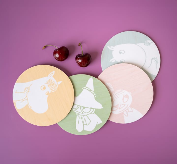 Moomin glass coaster Ø10 cm 4 parts - Moomin characters - Muurla