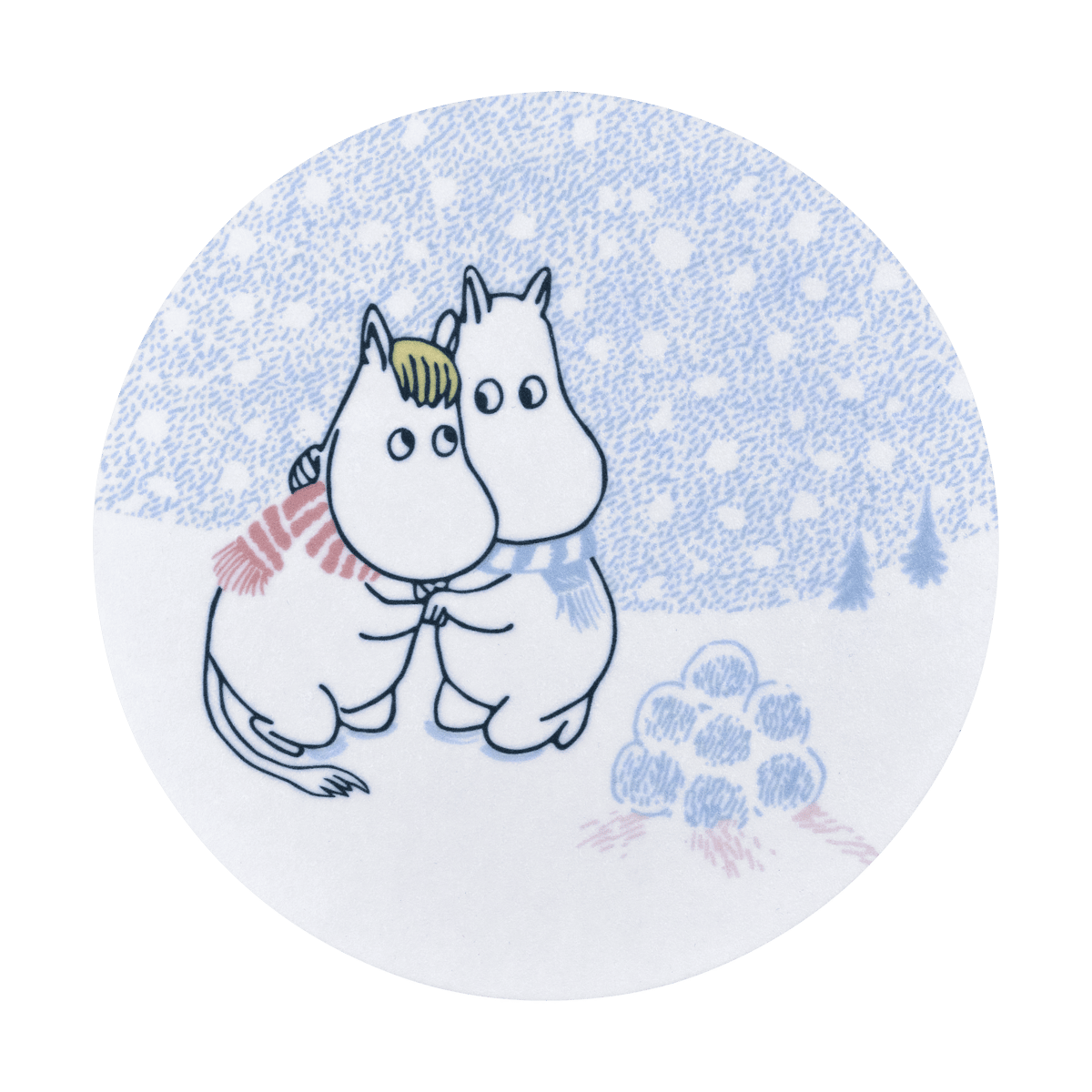 Muurla Moomin glass coaster Ø10 cm Let it snow