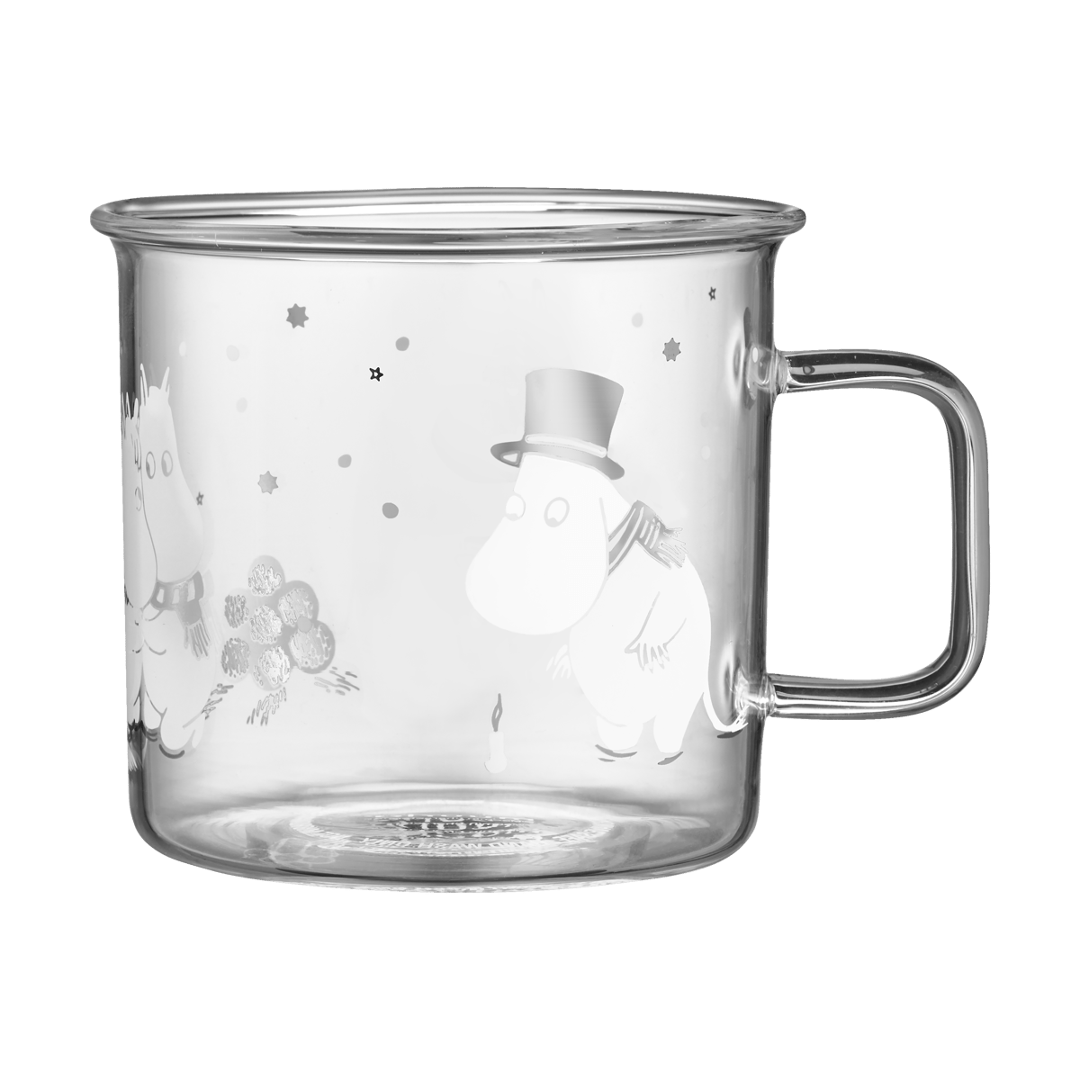Muurla Moomin glass mug 35 cl Let it snow | Scandinavian Design | Coffee cups | Transparent