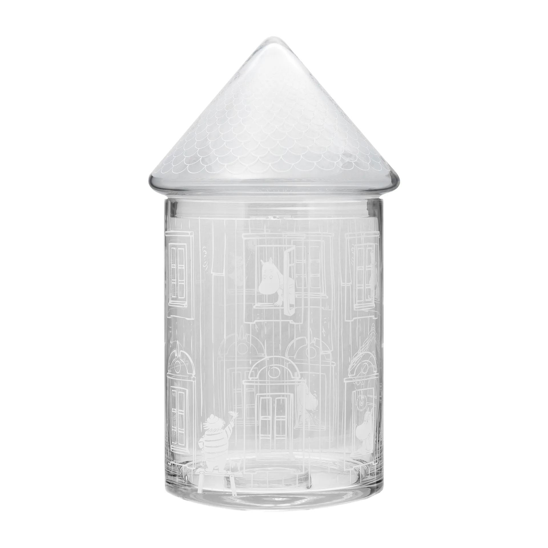 Moomin house glass jar with lid 30.5 cm, Clear Muurla