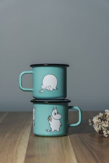 Moomin Retro enamel mug 37 cl - Mint - Muurla