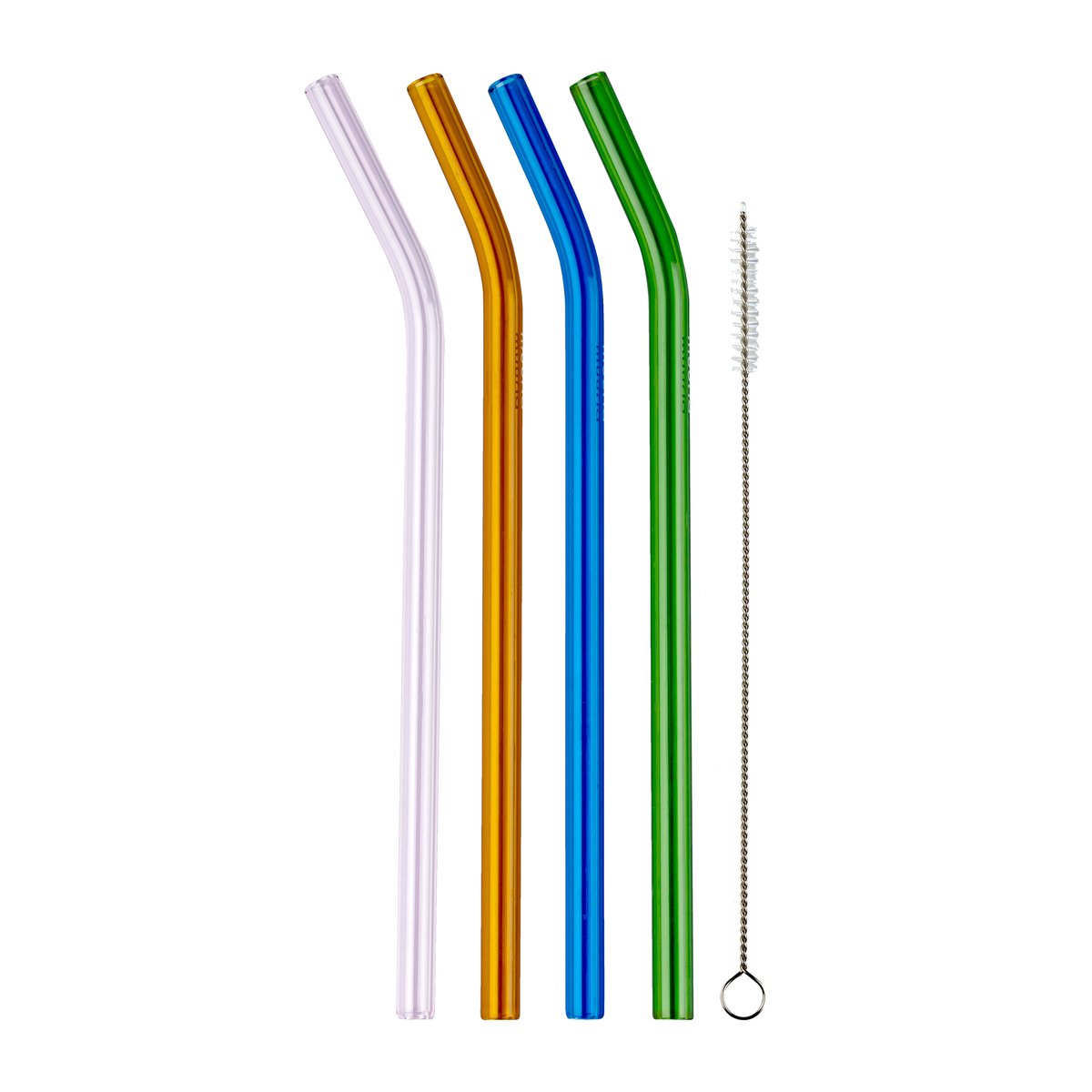 Muurla glass straw - 4 pieces + small dish brush Multi