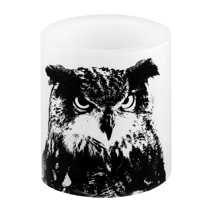 Nordic The Eagle Owl block candle 12 cm - White-black - Muurla