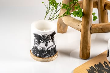 Nordic The Eagle Owl block candle 12 cm - White-black - Muurla